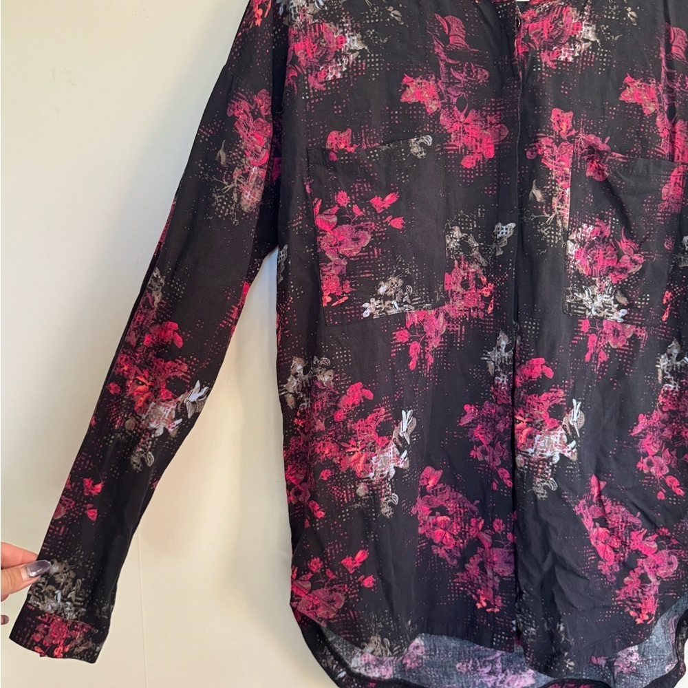 Lole Jesse Floral Black and Pink Women's Top - Picture 2 of 9